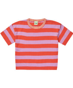 FUB - T-Shirt stripes, tangerine/orchid, Biobaumwolle