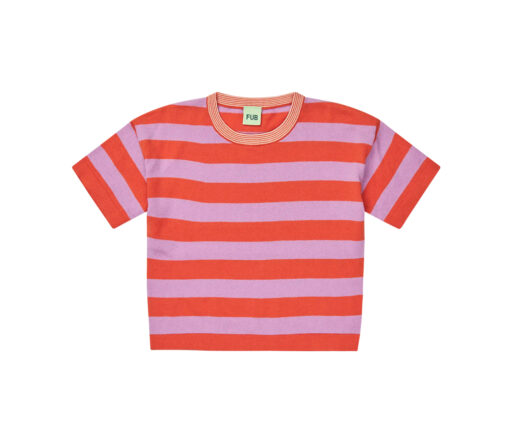 FUB - T-Shirt stripes, tangerine/orchid, Biobaumwolle