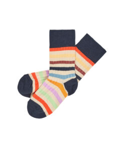 FUB - Socken gerippt, stripes/navy, extra feine Bio Wolle
