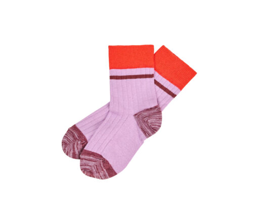 FUB - Socken gerippt, colour block orchid, extra feine Bio Wolle