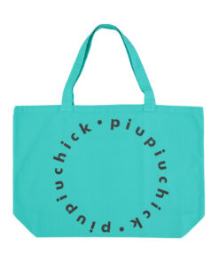 PiuPiuChick - Tragetasche, groß, "XL LOGO", Canvas, Turquoise