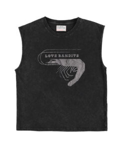 Sisters Department - T-Shirt, "LOVE BANDIT", Washed Black, Biobaumwolle