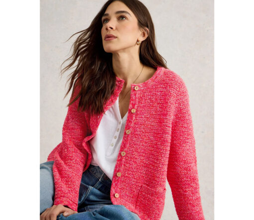 White Stuff - Strickjacke "BELLE", brt pink, Bio-Baumwolle – Bild 3