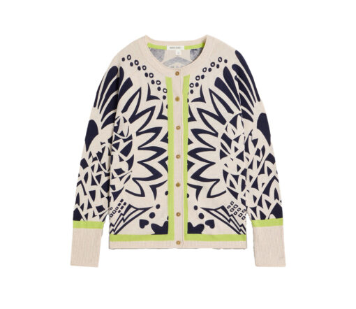 White Stuff - Strickjacke "LULU", ivory printed, Bio-Baumwolle