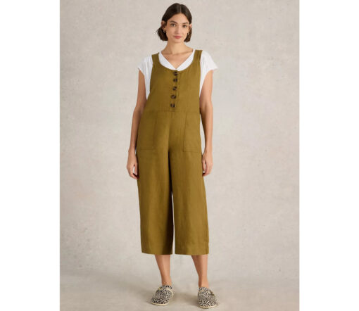 White Stuff - Latzhose "VIOLA", khaki green, Leinen – Bild 2