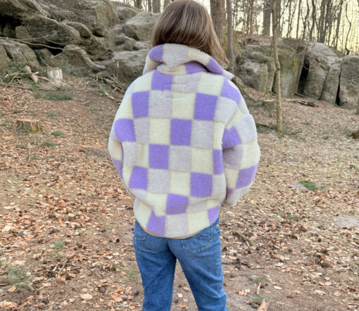 Alwero - Sweater BEL, Oversize, LILA CHECKERED, Biowolle, LIMITED EDITION – Bild 7