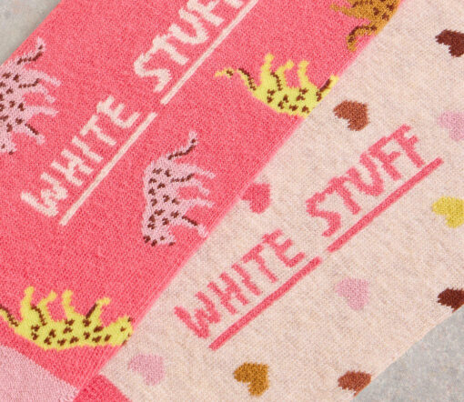 White Stuff - Socken 'LEOPARD' 2er Pack, pink multi, Bio-Baumwolle – Bild 2