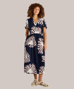 White Stuff - Kleid "CLOVE", navy print, Leinen