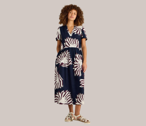 White Stuff - Kleid "CLOVE", navy print, Leinen