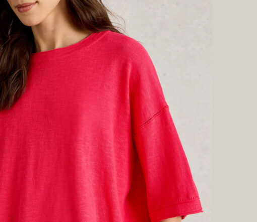 White Stuff - T-Shirt 'KATE", bright pink, Leinen-Bio-Baumwollmischung – Bild 4