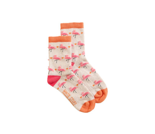 White Stuff - Socken 'FLUFFY FLAMINGO', natur multi, Bio-Baumwolle