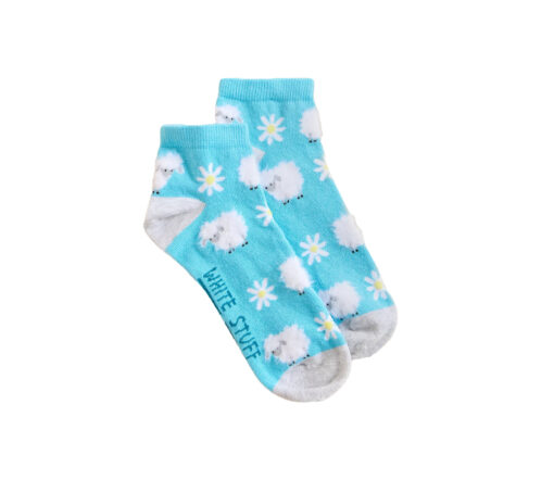 White Stuff - Socken 'FLUFFY SHEEP', blue multi, Bio-Baumwolle