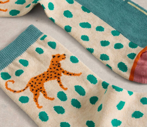 White Stuff - Socken 'LEOPARD', pink multi, Bio-Baumwolle – Bild 2