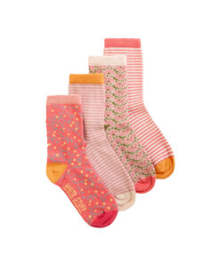 White Stuff - Socken, 4er Pack, verschiedene Muster, pink multi, Bio-Baumwolle