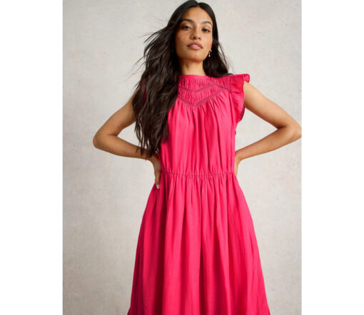 White Stuff - Maxi Kleid "PAIGE" , Coral print, Biobaumwollmix – Bild 4