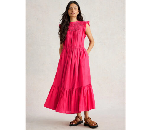 White Stuff - Maxi Kleid "PAIGE" , Coral print, Biobaumwollmix – Bild 2