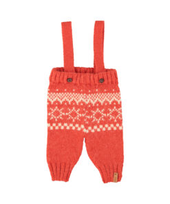 PiuPiuChick - Jaquard Baby Trousers w/ straps, RED, Biobaumwolle
