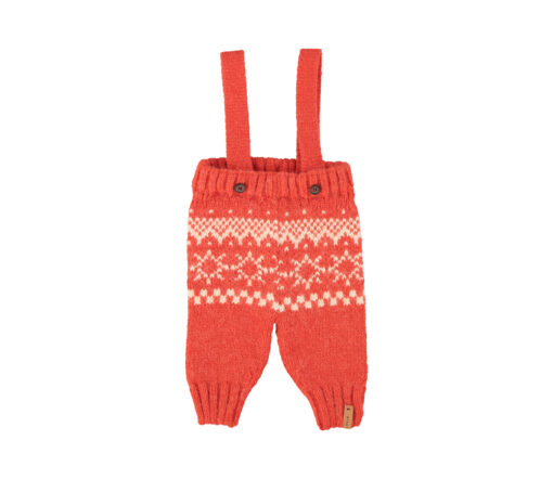 PiuPiuChick - Jaquard Baby Trousers w/ straps, RED, Biobaumwolle