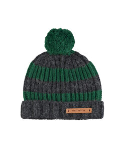 PiuPiuChick - Strickmütze mit PomPom, grey/green striped