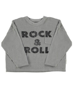 PiuPiuChick - Longsleeve Terry Cotton, "rock & roll", GREY, Biobaumwolle
