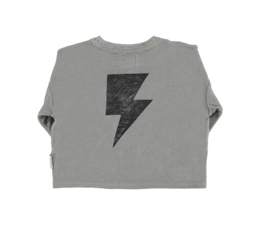 PiuPiuChick - Longsleeve Terry Cotton, "rock & roll", GREY, Biobaumwolle – Bild 2
