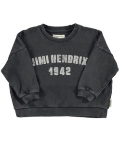 PiuPiuChick - Sweatshirt, Faded Black w/ "Jimi Hendrix" Print, Biobaumwolle