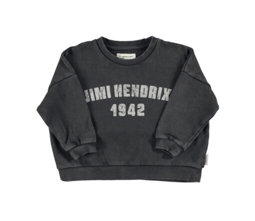 PiuPiuChick - Sweatshirt, Faded Black w/ "Jimi Hendrix" Print, Biobaumwolle