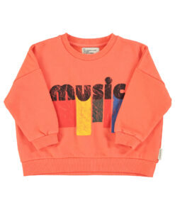 PiuPiuChick - Sweatshirt, ORANGE w/ "music" print, Biobaumwolle