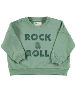 PiuPiuChick - Sweatshirt, GREEN w/ "rock& roll" print, Biobaumwolle