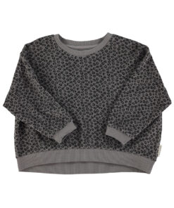 PiuPiuChick - Sweatshirt Terry Cotton, GREY w/ animal print, Biobaumwolle