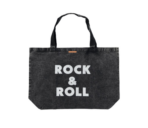PiuPiuChick - Tragetasche, groß, "rock &roll", Faded Black, Baumwolle