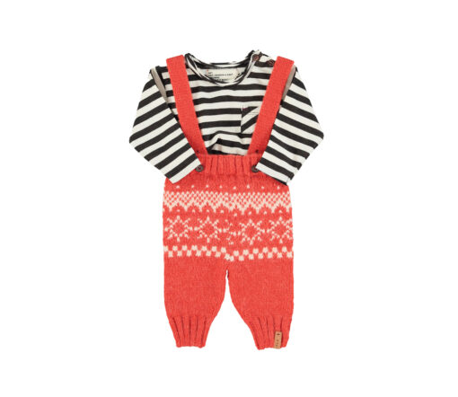 PiuPiuChick - Jaquard Baby Trousers w/ straps, RED, Biobaumwolle – Bild 3