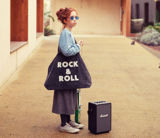 PiuPiuChick - Tragetasche, groß, "rock &roll", Faded Black, Baumwolle – Bild 3