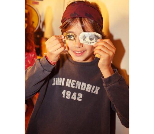 PiuPiuChick - Sweatshirt, Faded Black w/ "Jimi Hendrix" Print, Biobaumwolle – Bild 6