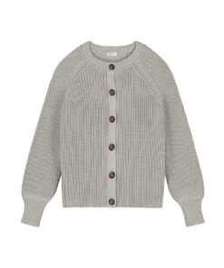 YUKI - Balloon Sleeve Knitted WOMEN'S Cardigan, GREY MELANGE, Bio Baumwolle