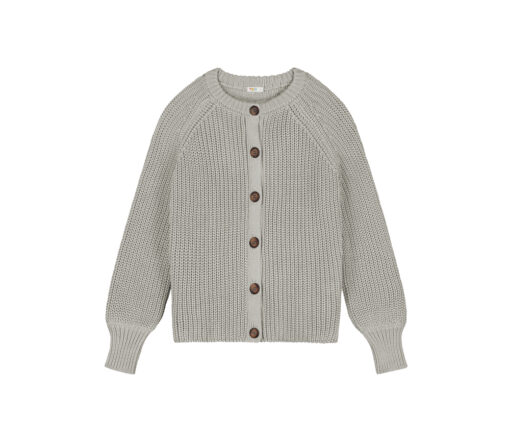 YUKI - Balloon Sleeve Knitted WOMEN'S Cardigan, GREY MELANGE, Bio Baumwolle