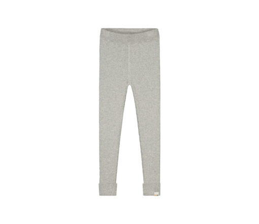 YUKI -  Knitted Leggings Fine Rib, GREY MELANGE, Bio Baumwolle