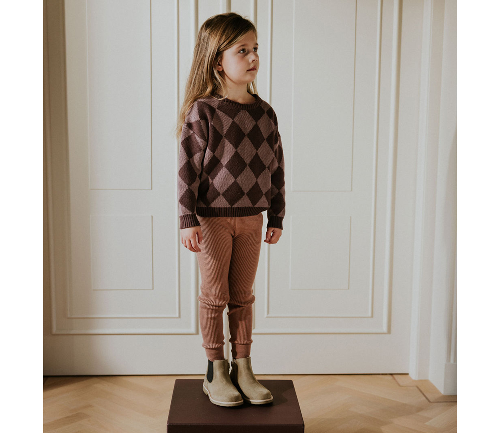 YUKI -  Knitted Leggings Fine Rib, VINTAGE PINK, Bio Baumwolle – Bild 4