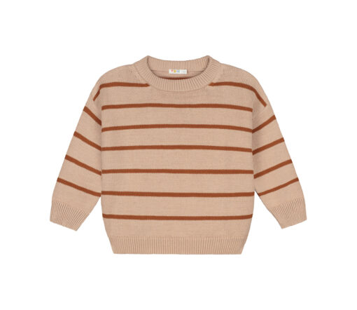 YUKI - Breton Knitted Sweater, SESAME, Bio Baumwolle
