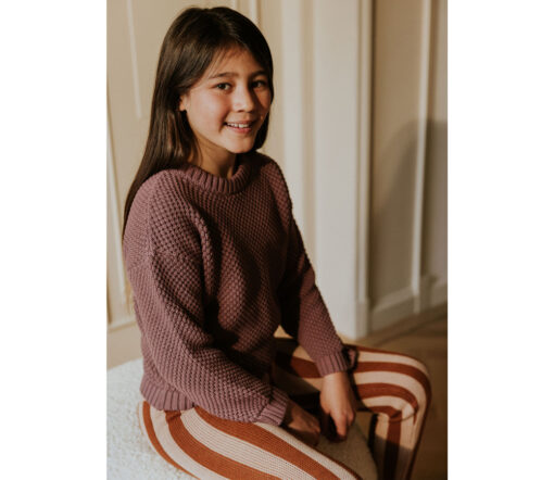 YUKI - Stripes Knitted Leggings, CARAMEL, Bio Baumwolle – Bild 3