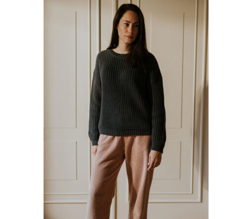 YUKI - Chunky Knitted WOMEN'S Sweater, CHARCOAL, Bio Baumwolle – Bild 2