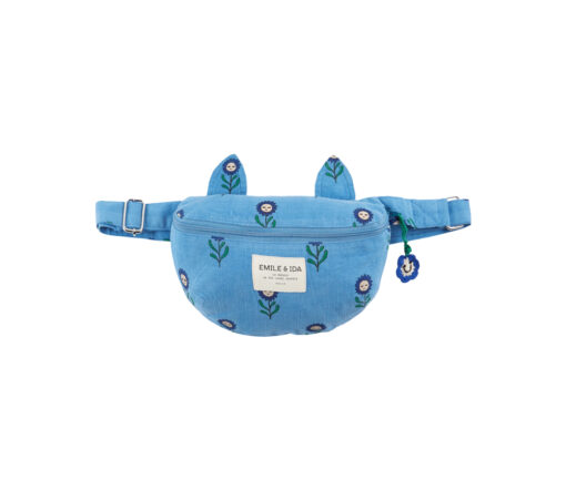 EMILE & IDA - Bauchtasche Katze, Blue, Samt