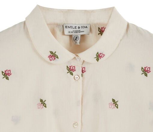 EMILE & IDA - bestickte Bluse, 'COURTE BRODEE ROSES', creme, Baumwolle – Bild 6