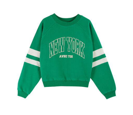 EMILE & IDA - Sweatshirt, 'NY', wasabi, Biobaumwolle