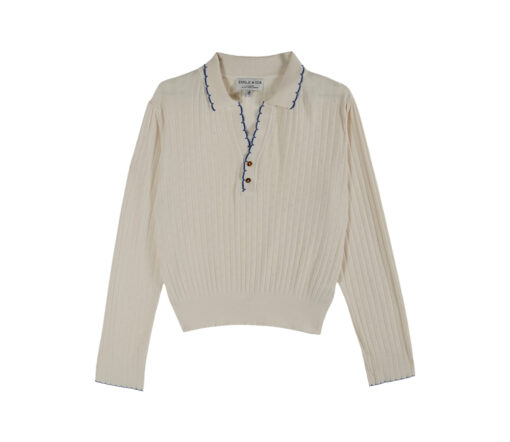 EMILE & IDA - Poloshirt, 'POINTELLE', creme, Baumwolle
