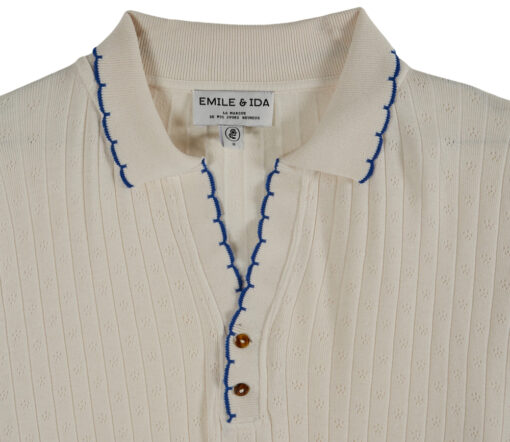 EMILE & IDA - Poloshirt, 'POINTELLE', creme, Baumwolle – Bild 2