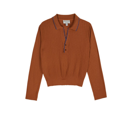 EMILE & IDA - Poloshirt, 'POINTELLE', pecan, Baumwolle