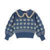 EMILE & IDA - Pullover, 'ECUREUIL', blue/ecru, Baumwolle