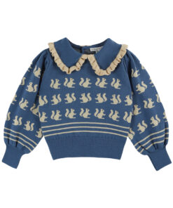 EMILE & IDA - Pullover, 'ECUREUIL', blue/ecru, Baumwolle