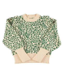 Sisters Department - Strickpullover, green & ecru, animalprint
